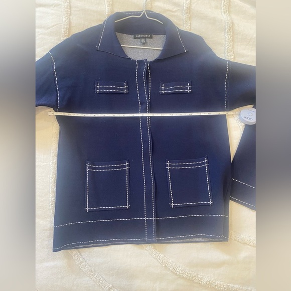 Parkhurst Contrast Stitching Cardigan Size Medium - Picture 6 of 8